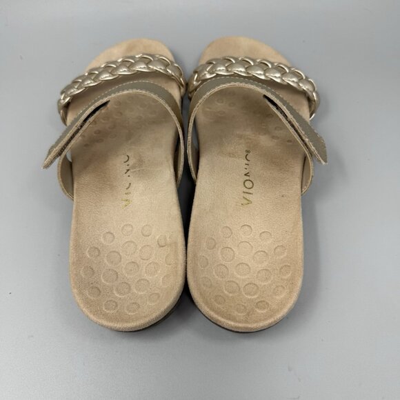 Vionic Womens Gold Slide Sandals 9 Jeanne Braided Slip-On Casual Summer Orthodic - Picture 6 of 8